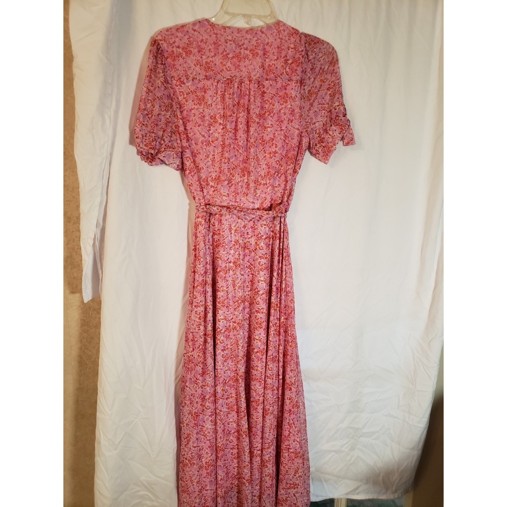 Women's Laundry By Shelli Segal Pink Floral Wrap Midi Dress Size 10